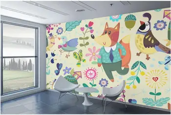 Стенни рисувани по поръчка, 3d стенни картини на стената, мультяшное животно, детска стая, начало декор, фотообои за хол