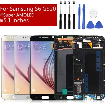 Super AMOLED На Samsung galaxy S6 LCD дисплей G920F Сензорен Екран Дигитайзер в събирането на Заместител рамка Ремонт, Резервни Части