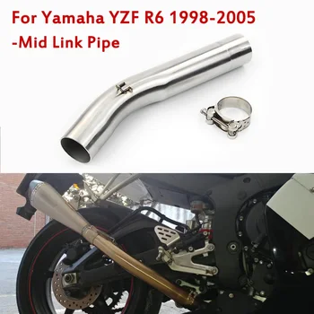 За Yamaha YZF R6 1998-2005 Мотоциклетът Изпускателната Система е на Средно Ниво на Съединителната Тръба Слипоны 1999 2000 2001 2002 2003 2004