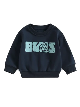 Очарователен hoody с дълъг ръкав за малки момчета с забавен графичен принтом и букви - перфектния есенен пуловер за вашето дете
