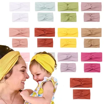2 бр./компл. корейски дъвка за майките и децата, превръзка на главата с лък в тон за деца, обикновена дъвка за коса, вратовръзки, аксесоари, семейни шапки