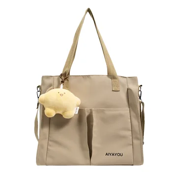 Пролетно чанта-тоут 2023 Нова чанта за мама Проста преносима холщовая женствена чанта през рамо с голям капацитет