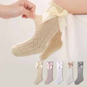 Дълги Чорапи За новородени Момичета, Обикновена Чорапи Принцеса с хубав нос, Пролетно-Летни Чорапи над Коляното от фина мрежа