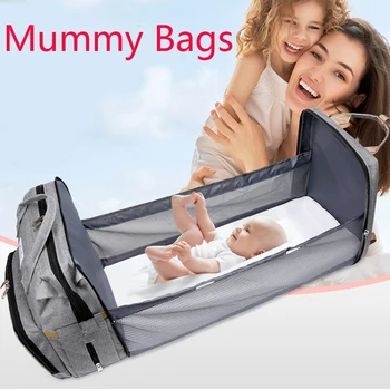 Чанта за памперси, раница, сгъваем женски марка за бременни, кошче за мама, пеленальная легло, детски чанти за хранене мумии