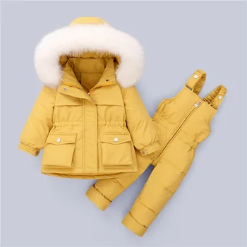 Комплект детски дрехи, зимно яке на утином топола за момичета, детски naka яке, зимен гащеризон, връхни дрехи от 2 теми, топло меко детско палто, гащеризон от 1 до 5 години