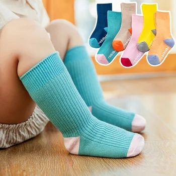 3 чифта/лот, детски чорапогащи, пролетно-есенни чорапи с двойна игла от чист памук в стил мозайка за новородено, мини чорапи за бебета