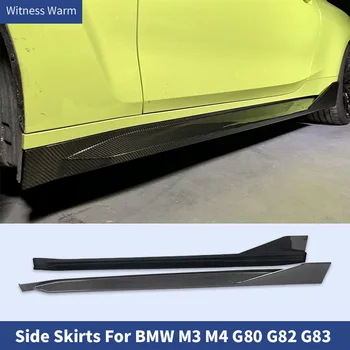 За BMW с Нов M3 M4 G80 G82 G83 2021 2 бр./компл. Суха Въглеродни Влакна Широчина На Страничната Пола Удължител За Устни Комплект Модифицирани Бамперных Разветвителей
