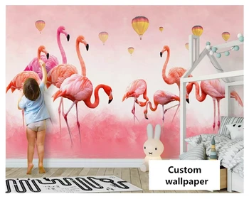 beibehang Модерни минималистичные рисованные картинки с пера на фламинго в скандинавски стил, стереофоничен фон за спалня, тапети за дома behang