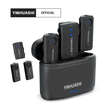 Безжична петличный микрофон YINHUASHI HP-2303N с зарядно калъф за запис на видео на живо, запис на интервю