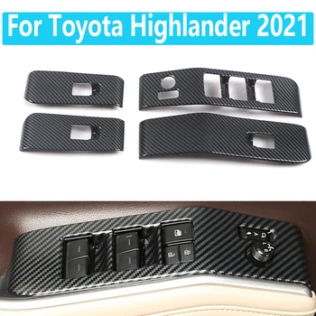 4 бр. Ключа Стеклоподъемника Панел За Toyota Highlander 2021 ABS Въглеродни Влакна Автомобилен Ключ Стеклоподъемника Панел Автомобилни Аксесоари