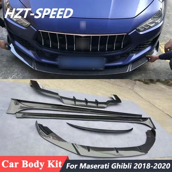 Целият комплект предна броня от въглеродни влакна за устни заден спойлер, Заден дифузьор и странични прагове пълнители за Maserati Ghibli 2018-2020