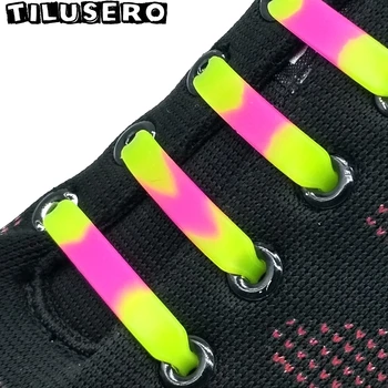 12 бр./лот, забавни цветни силиконови ластични шнурове за бягане за възрастни/Детски обувки с шнур, гумени обувки