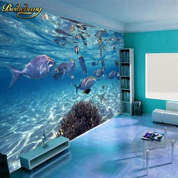 beibehang 3D стереоскопични голям стенопис, подводен свят, на морските риби, всекидневна, детска стая, ТЕЛЕВИЗОР, тапети тапети