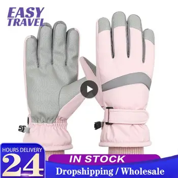 Высокоплотные мини ръкавици за предпазване от студ, ски ръкавици със сензорен екран, водоустойчив дебели улични ръкавици, плюшени ръкавици от изкуствена кожа