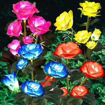 Led слънчева светлина във формата на цвете, роза, уличен слънчева светлина за градина, слънчев пейзаж лампа, водоустойчив, градина, тераса, на двора, на тревата