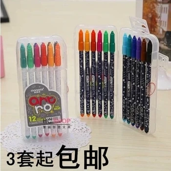 гел писалка с влакнести фитил за рисуване, комплект от 12 цвята