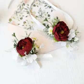 Реколта изкуствена роза Penoy, бутониери с цветя, корсаж на китката, сватбени аксесоари