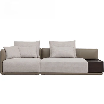 Италиански модерен минималистичен разход на текстилен разтегателен L-образна форма, вграден диван за получаване на гости