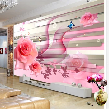 beibehang розови рози пеперуда Модерни и Луксозни стенописи тапети за стените, 3 d стенни хартия papel de parede 3d фотообои