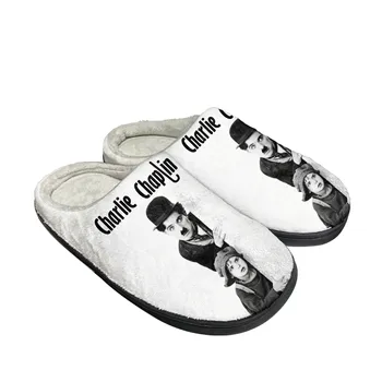 Чарли Чаплин Домашни Памучни Чехли Мъжки Дамски Плюшени За Спални Ежедневни водене жив Топлина Обувки Минерални Домашни Чехли Индивидуални DIY Обувки