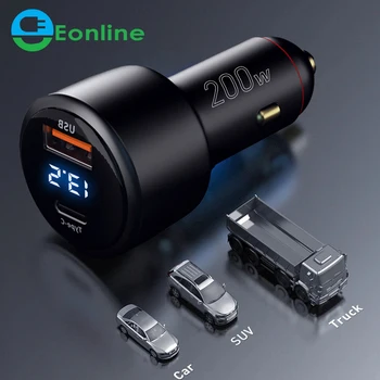 EONLINE 200 W 3D PD100W QC + PPS, двойно-бързо зарядно устройство Type C, бързо зареждане, зарядно устройство, мобилен телефон, таблет, лаптоп, автоматично зарядно устройство