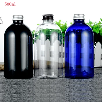 12шт Пластмасова бутилка с обем от 500 мл с винт на капака Алуминиево покритие Празен контейнер за козметика Бутилка за опаковане на емулсия обем 500 куб. см с вътрешна втулка