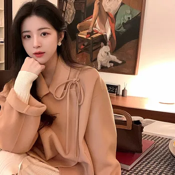 Елегантна дамско яке от 100% вълна в корейски стил, връхни дрехи, дами, нежно есенно-зимния двустранно кашемировое палто, реколта дрехи