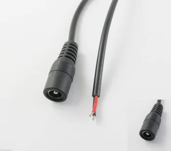 5 бр. съединители dc адаптер за видеонаблюдение, конектор 5,5x2,1mm, жена с кабел, кабелна косичка, проводник 1 m