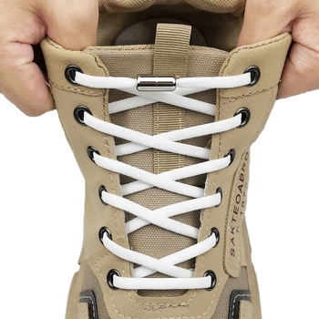 Унисекс Кръгли ластични шнурове с метална ключалка, без обвързване, ремък за деца и възрастни, маратонки за почивка, бързи и безопасни мързеливи ремък