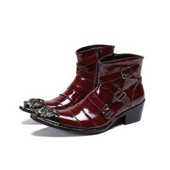 2023, британски стил, обикновена вечерни обувки с цип, елегантен модел обувки с остри пръсти, големи размери, класически кожени мъжки къси ботуши