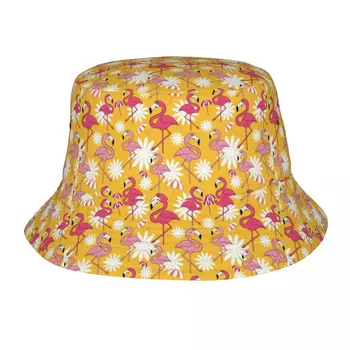 Обичай шапки-кофи с фламинго и цветя за мъже и жени, модни лятна плажна шапка рибар от слънцето