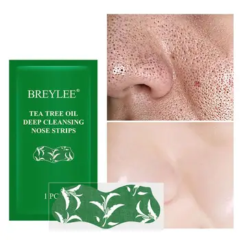 Помощ за премахване на акне върху черна главичката BREYLEE, 20 бр., копър масло от чаено дърво, дълбоко почистване на порите на носа, лента за отстраняване на масла